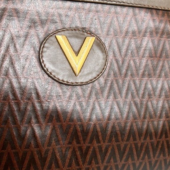 Chocolate brown VALENTINO CLUTCH with leather trim - Picture 5 of 13